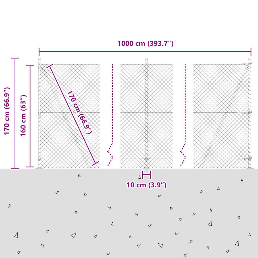 Chain Link Fence with Posts Green 1.6 x 10 m Steel