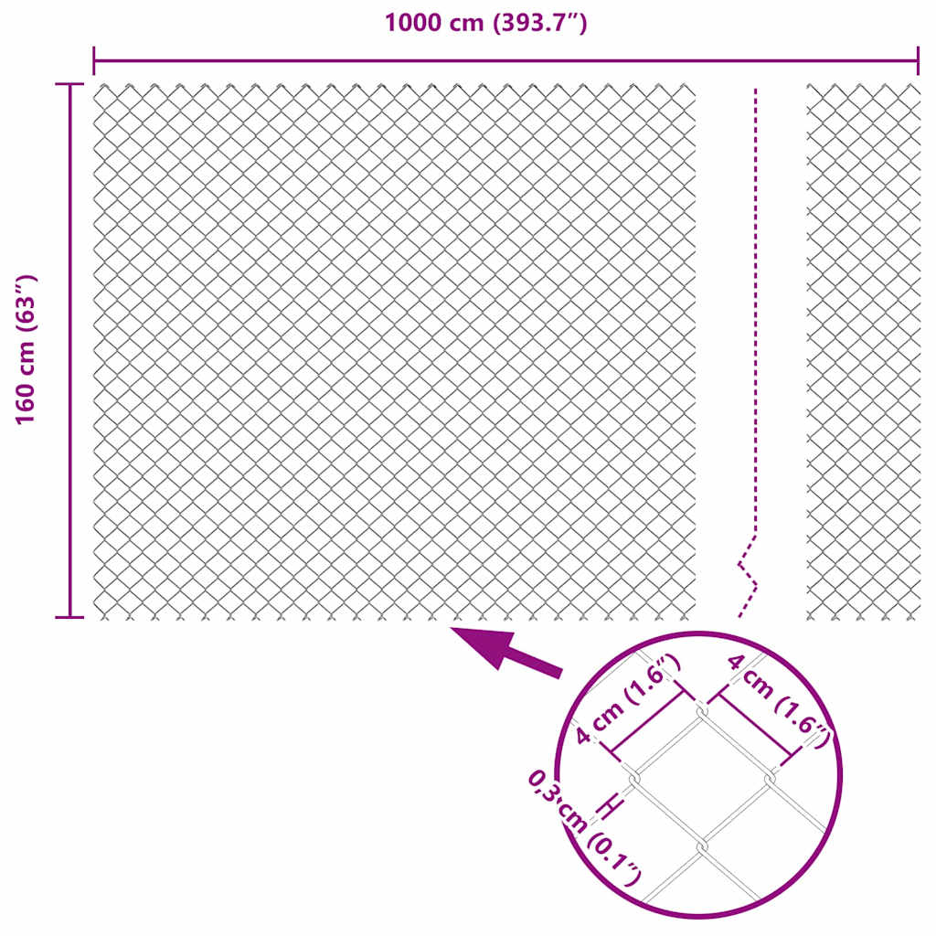 Chain Link Fence with Posts Green 1.6 x 10 m Steel