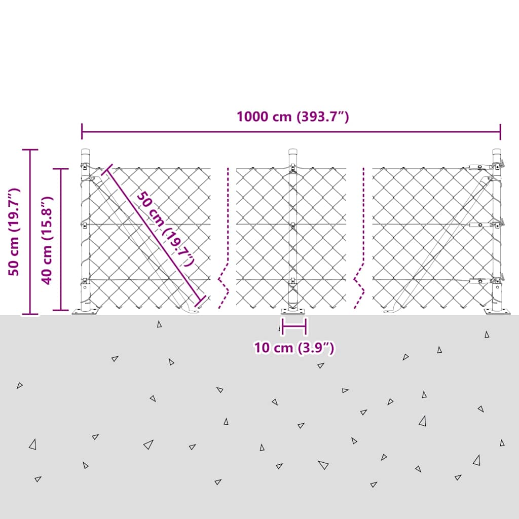 Chain Link Fence with Posts Green 0.4 x 10 m Steel