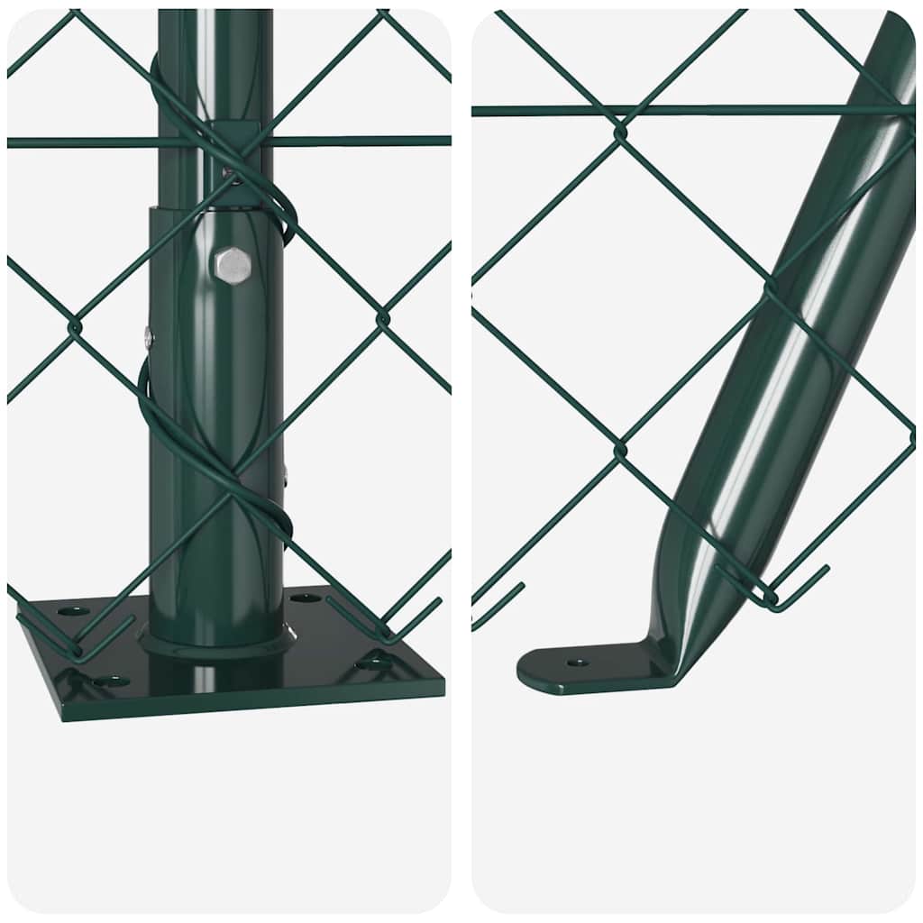 Chain Link Fence with Posts Green 0.6 x 10 m Steel