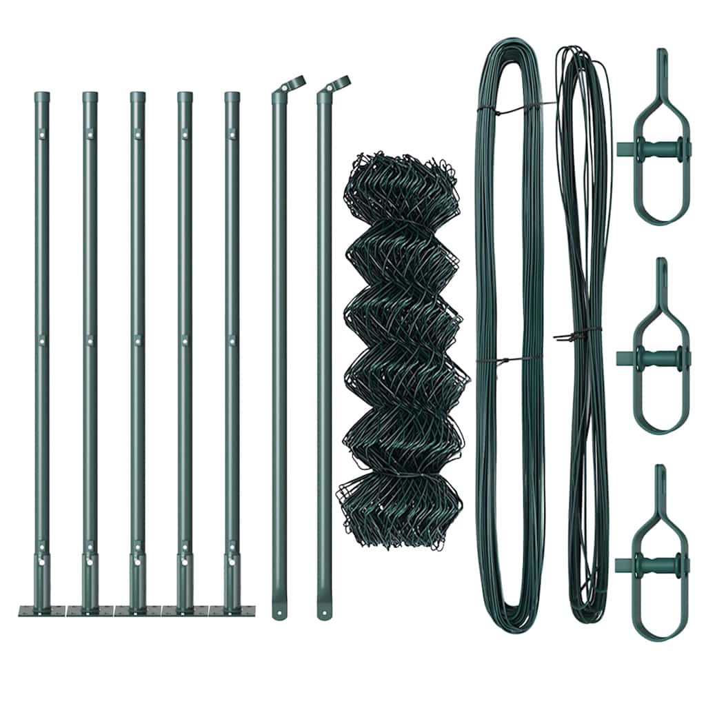 Chain Link Fence with Posts Green 0.6 x 10 m Steel