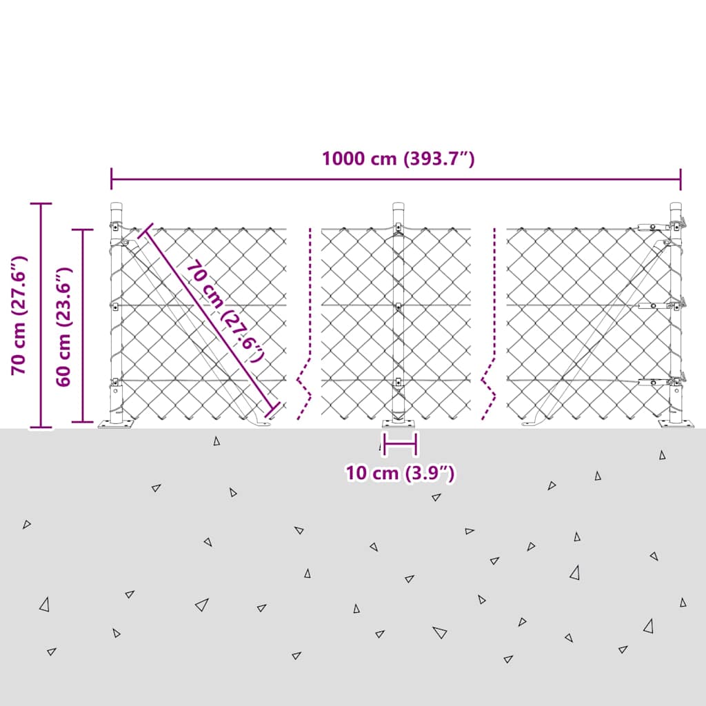 Chain Link Fence with Posts Green 0.6 x 10 m Steel