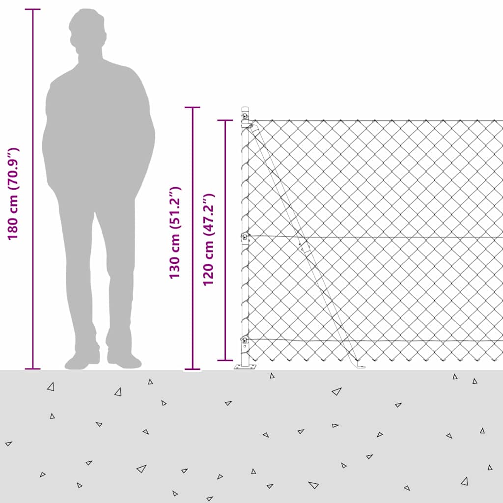 Chain Link Fence with Posts Green 1.2 x 10 m Steel