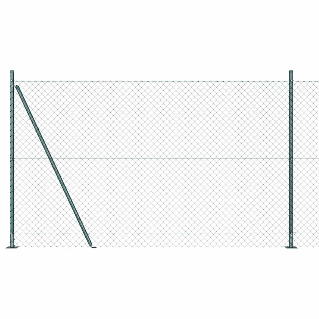 Chain Link Fence with Posts Green 1.4 x 10 m Steel