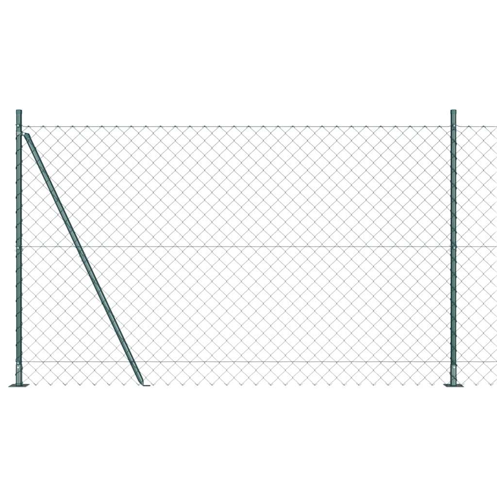 Chain Link Fence with Posts Green 1.5 x 10 m Steel