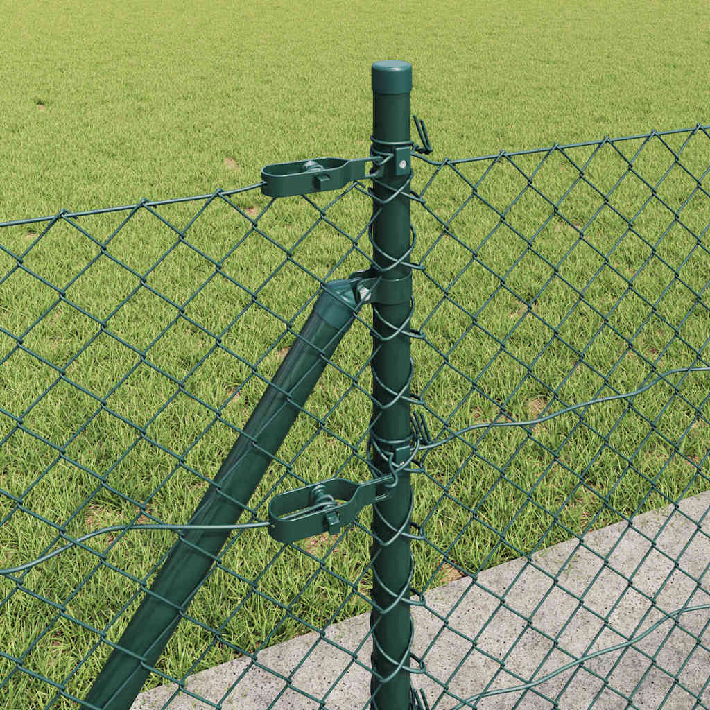 Chain Link Fence with Posts Green 0.6 x 25 m Steel