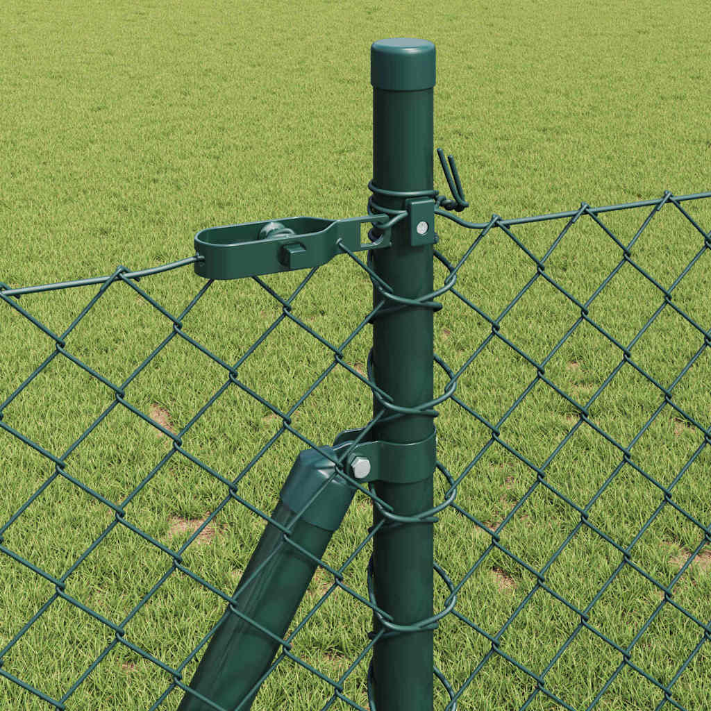 Chain Link Fence with Posts Green 1 x 25 m Steel