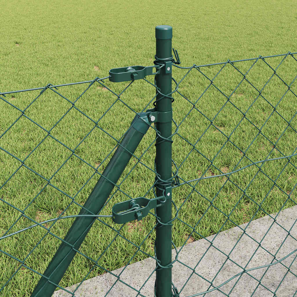 Chain Link Fence with Posts Green 0.6 x 25 m Steel