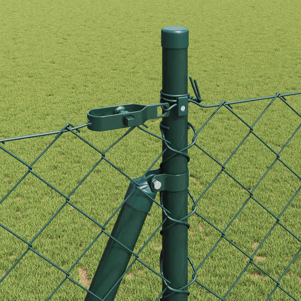 Chain Link Fence with Posts Green 1.6 x 25 m Steel