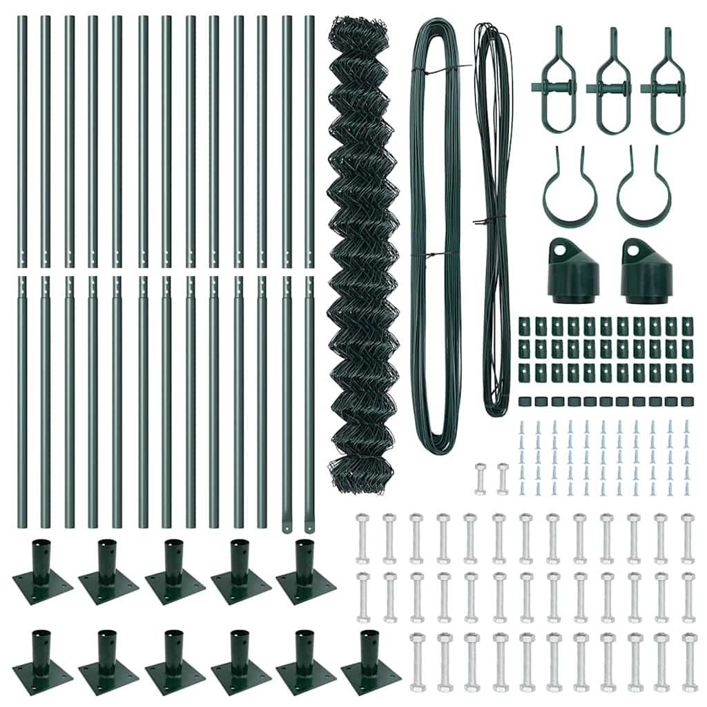 Chain Link Fence with Posts Green 1.6 x 25 m Steel