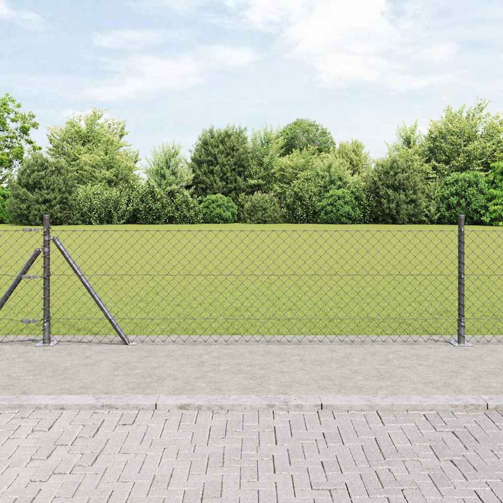 Chain Link Fence with Posts Grey 0.6 x 10 m Steel