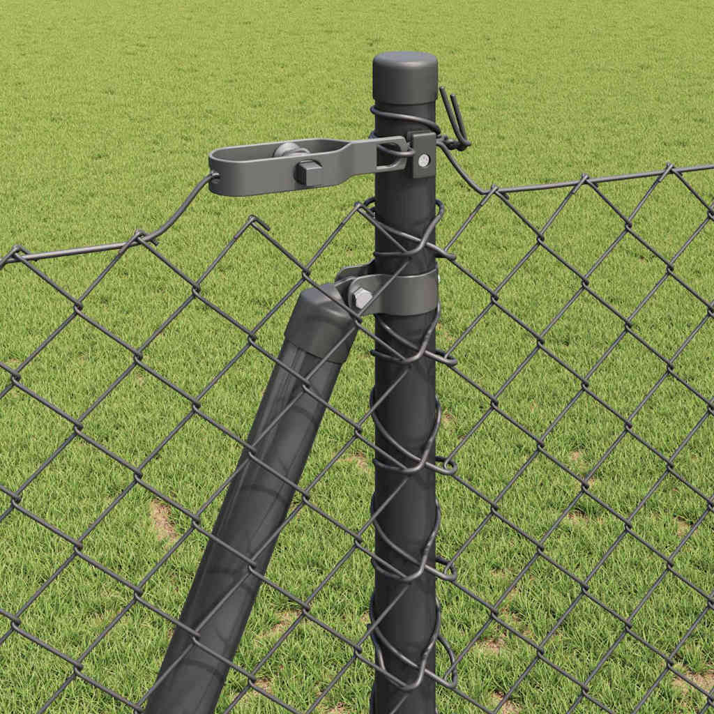 Chain Link Fence with Posts Grey 1.2 x 10 m Steel
