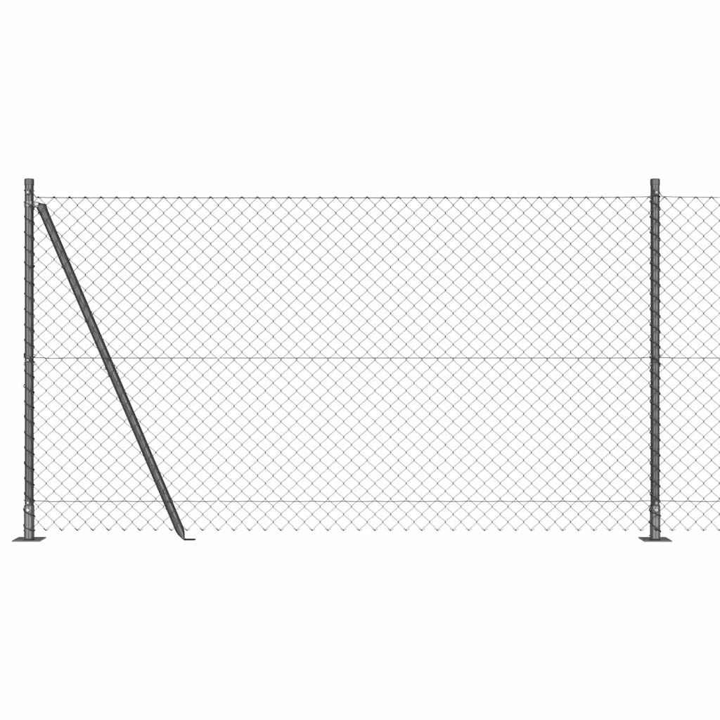 Chain Link Fence with Posts Grey 1.2 x 10 m Steel