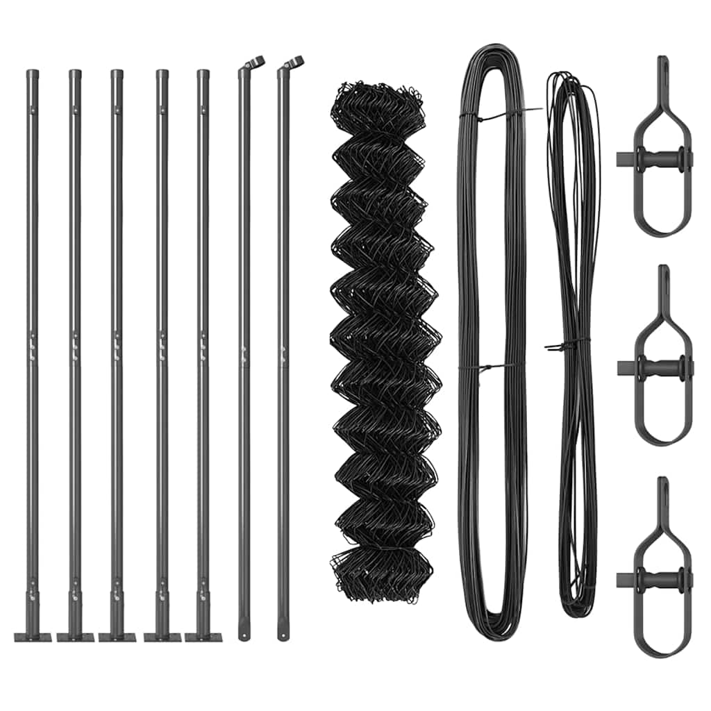 Chain Link Fence with Posts Grey 1.2 x 10 m Steel