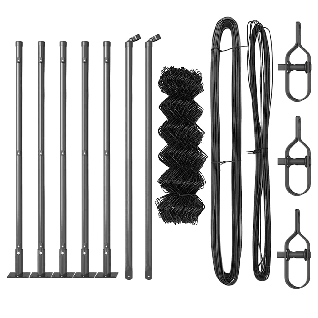 Chain Link Fence with Posts Grey 0.6 x 10 m Steel