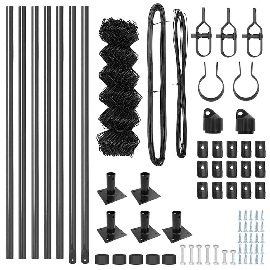 Chain Link Fence with Posts Grey 0.6 x 10 m Steel
