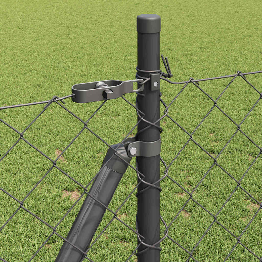 Chain Link Fence with Posts Grey 1 x 10 m Steel