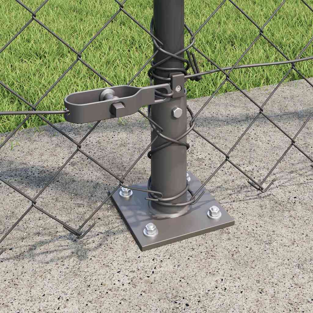 Chain Link Fence with Posts Grey 1.5 x 10 m Steel