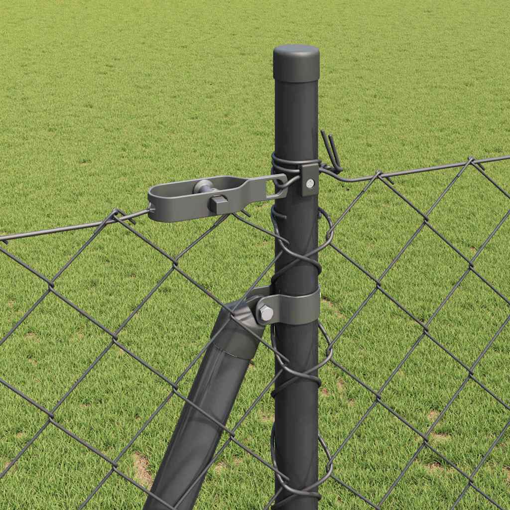 Chain Link Fence with Posts Grey 1.5 x 10 m Steel