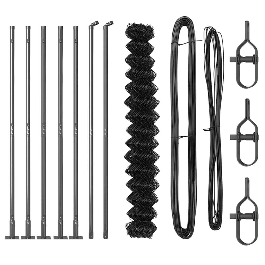 Chain Link Fence with Posts Grey 1.5 x 10 m Steel