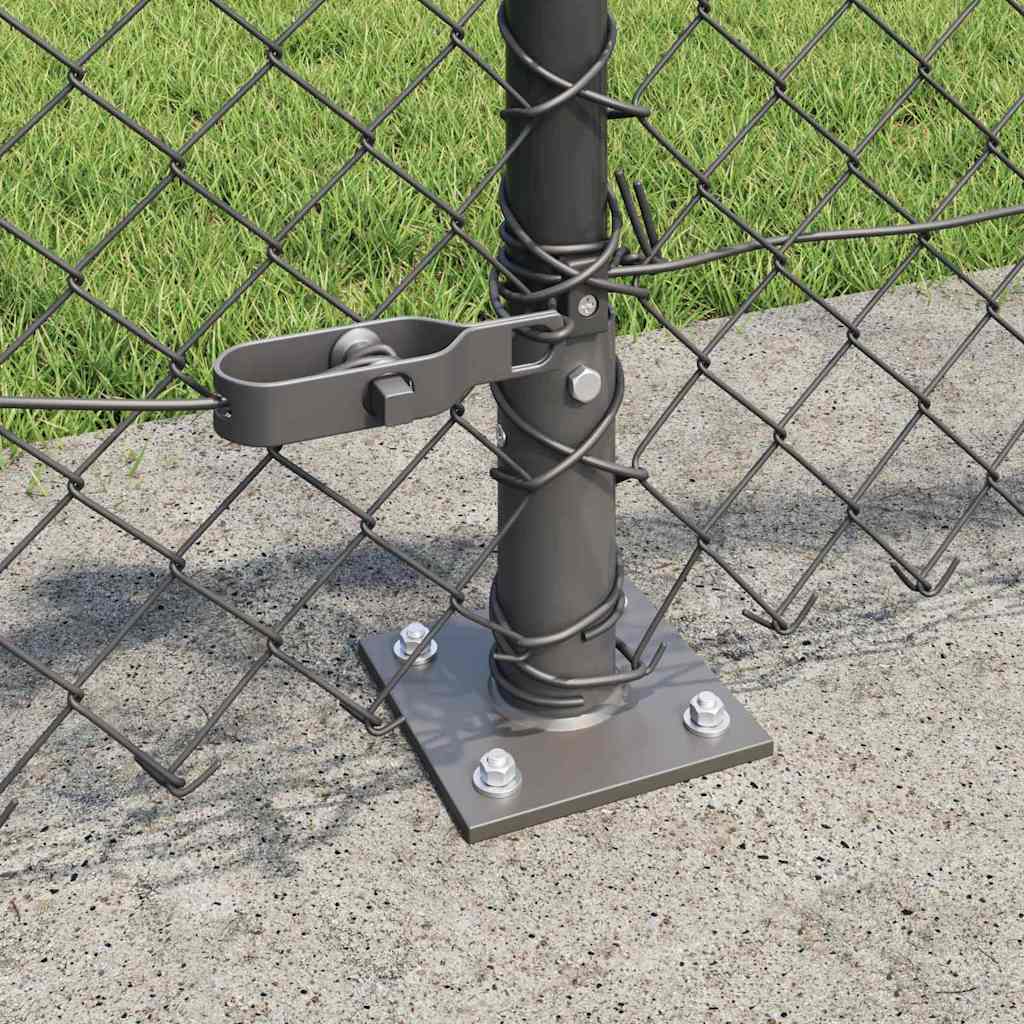 Chain Link Fence with Posts Grey 0.4 x 25 m Steel
