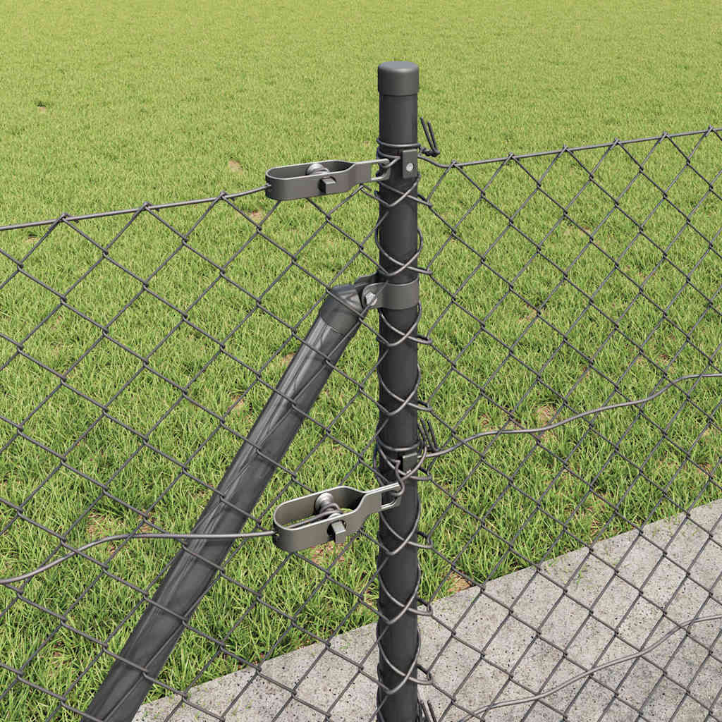 Chain Link Fence with Posts Grey 0.4 x 25 m Steel