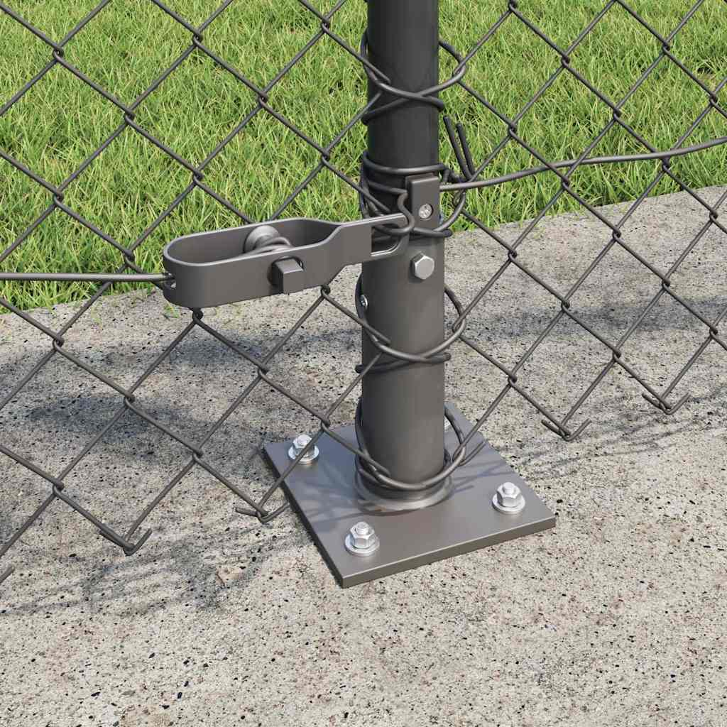 Chain Link Fence with Posts Grey 1 x 25 m Steel