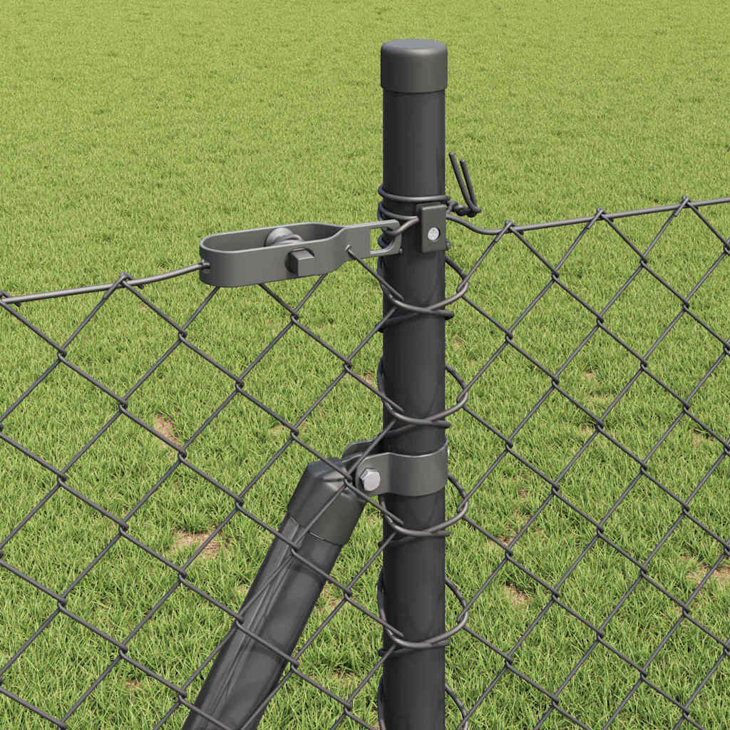 Chain Link Fence with Posts Grey 1 x 25 m Steel