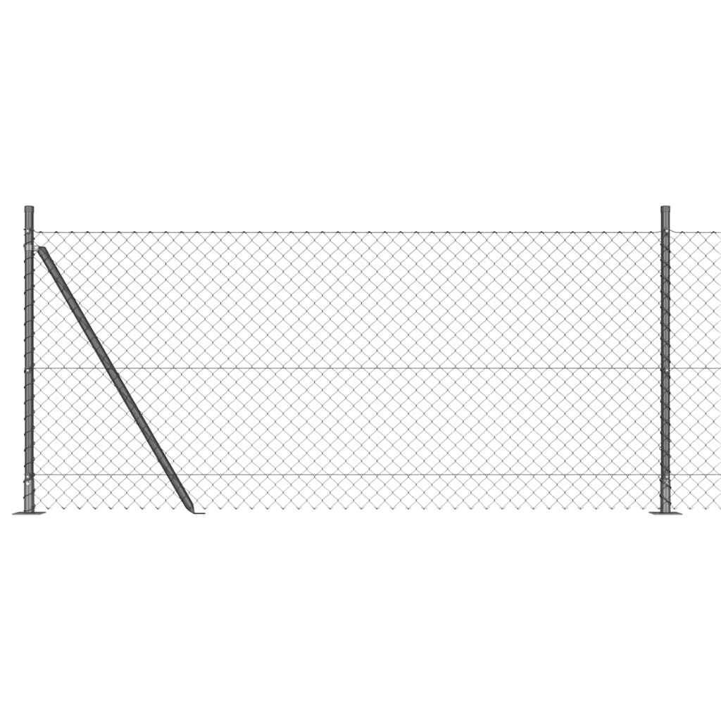 Chain Link Fence with Posts Grey 1 x 25 m Steel