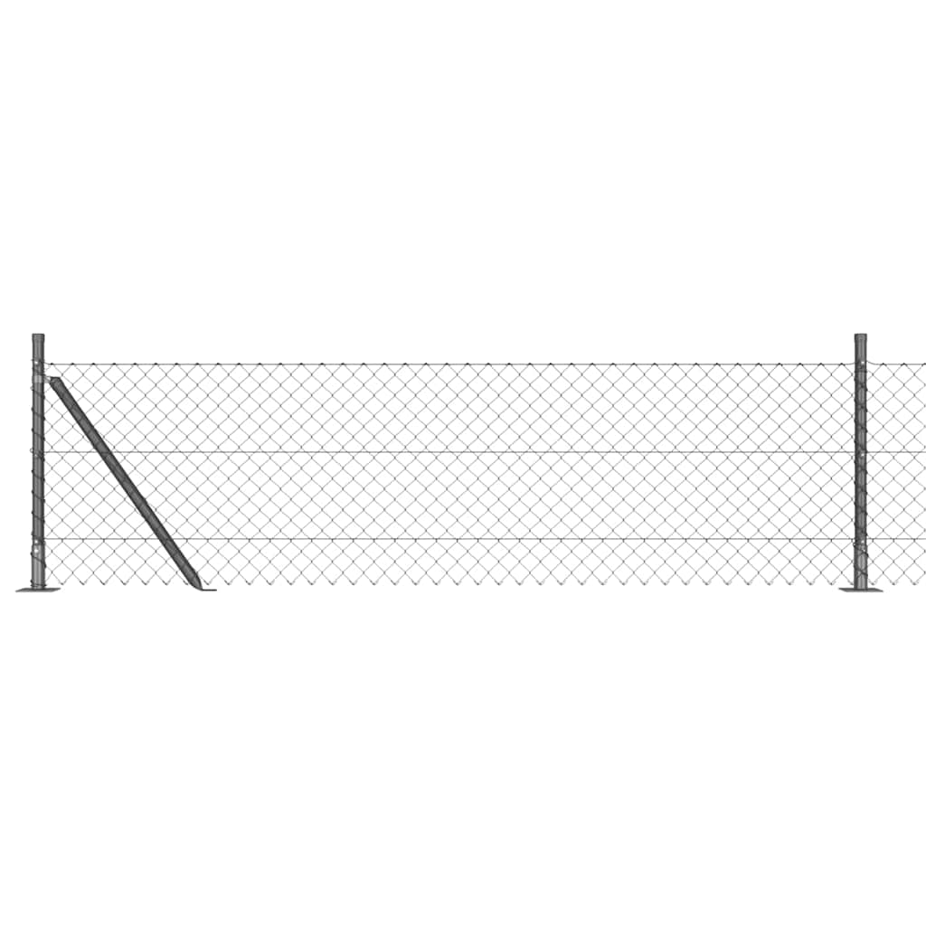 Chain Link Fence with Posts Grey 0.6 x 25 m Steel