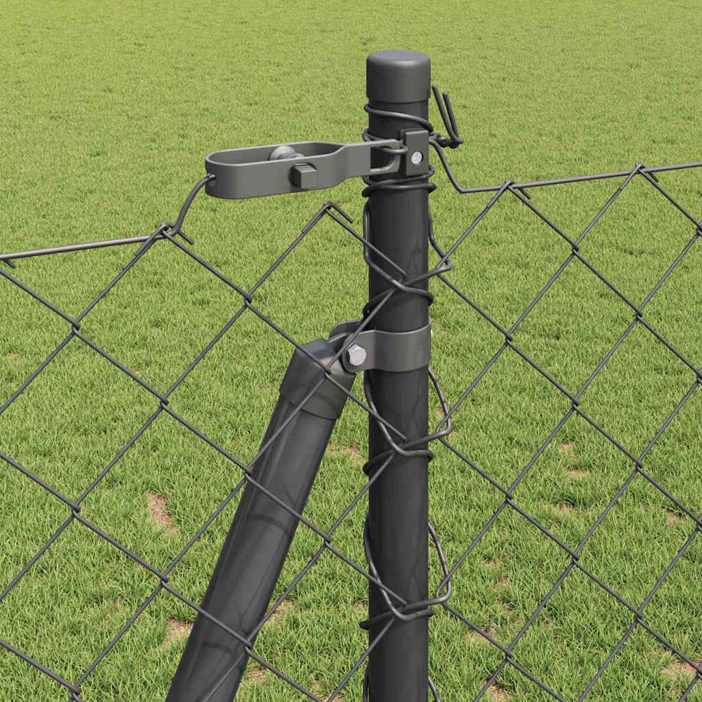 Chain Link Fence with Posts Grey 1.2 x 25 m Steel