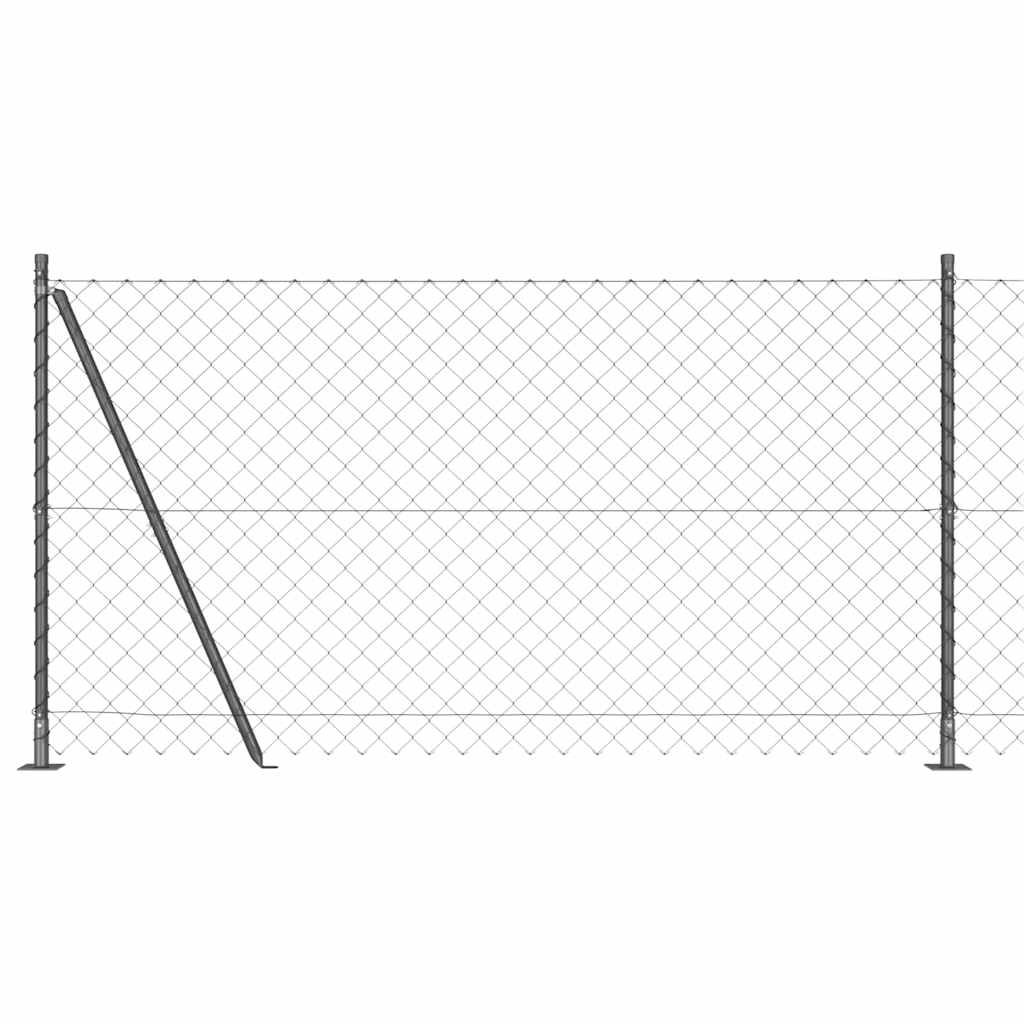 Chain Link Fence with Posts Grey 1.2 x 25 m Steel