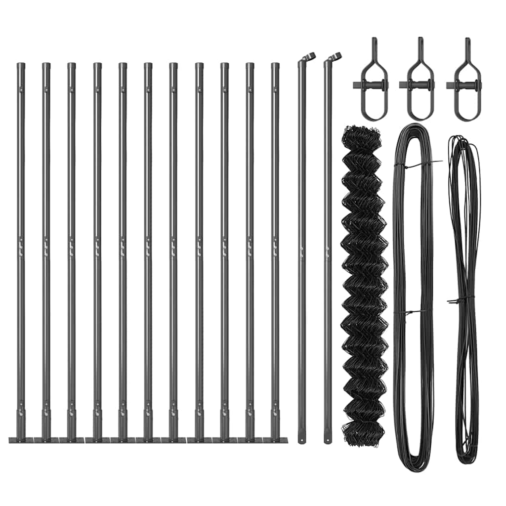 Chain Link Fence with Posts Grey 1.6 x 25 m Steel