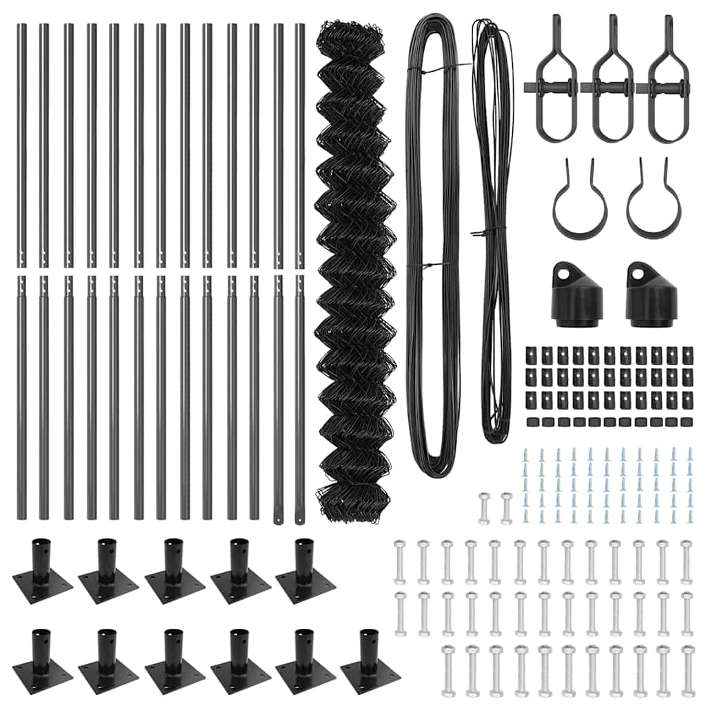 Chain Link Fence with Posts Grey 1.6 x 25 m Steel