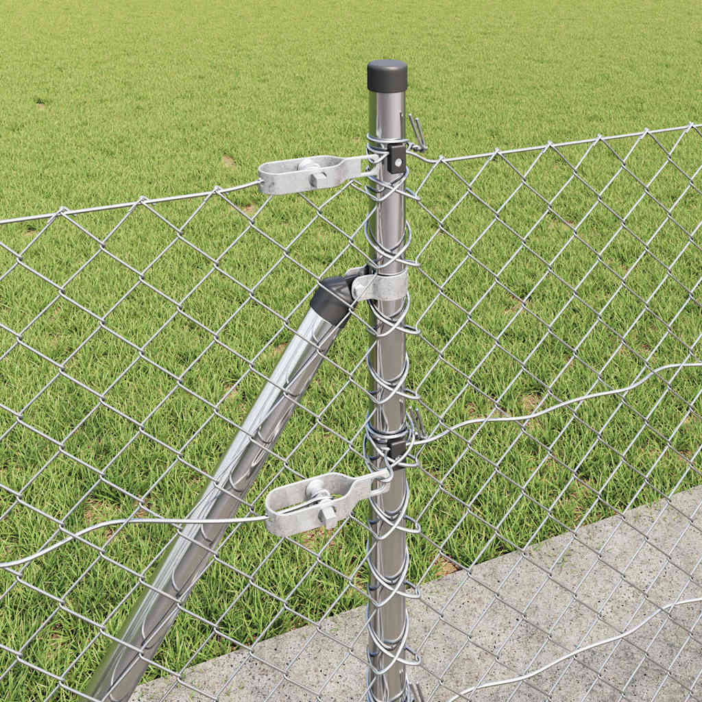 Chain Link Fence with Posts Silver 0.4 x 10 m Steel