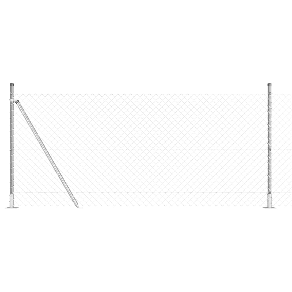 Chain Link Fence with Posts Silver 0.8 x 10 m Steel