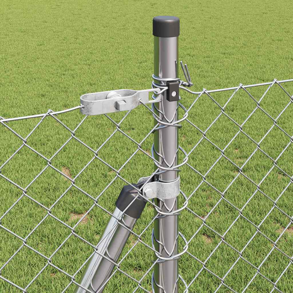 Chain Link Fence with Posts Silver 1 x 10 m Steel