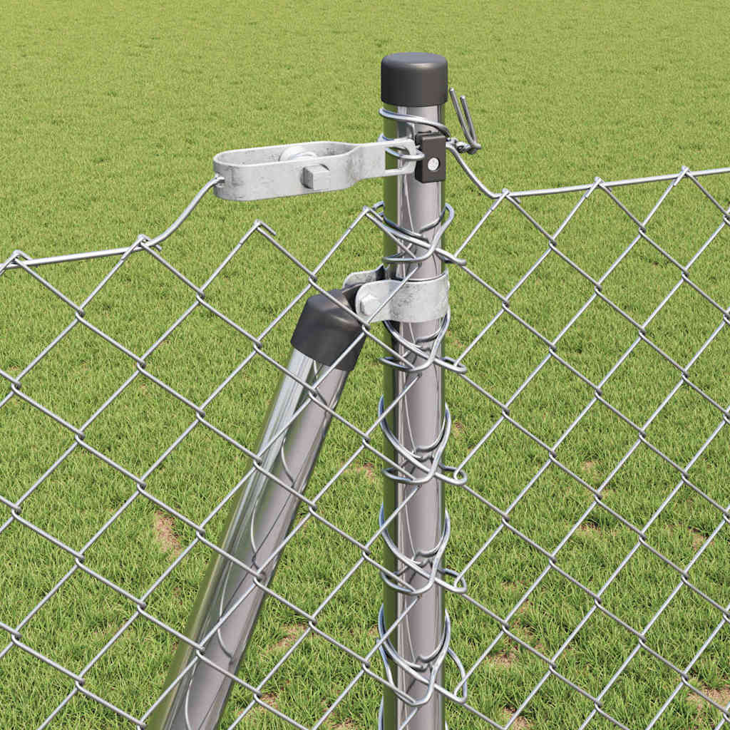 Chain Link Fence with Posts Silver 1.2 x 10 m Steel