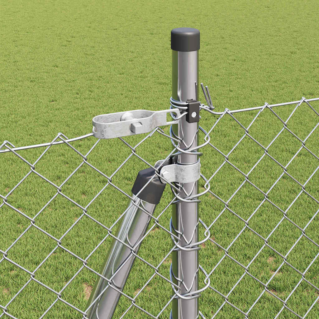 Chain Link Fence with Posts Silver 1.6 x 10 m Steel