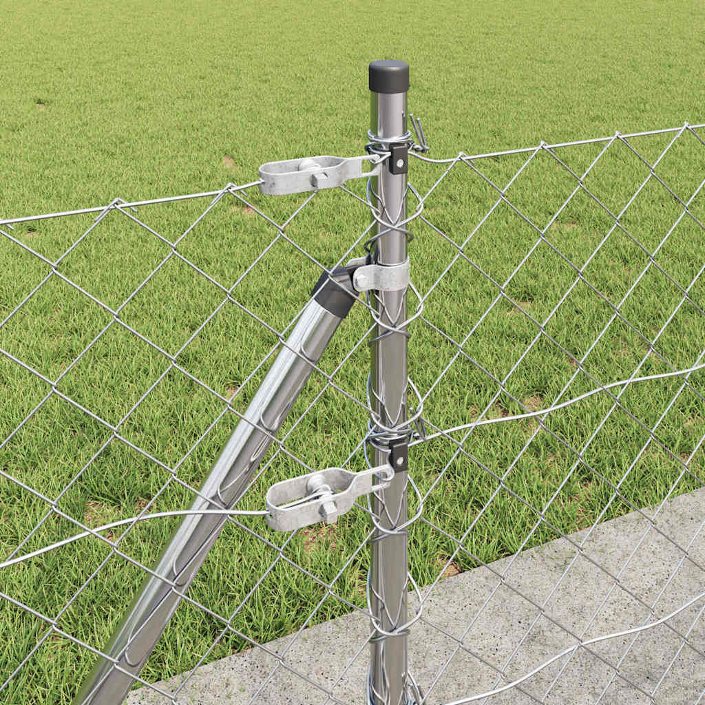 Chain Link Fence with Posts Silver 0.6 x 10 m Steel