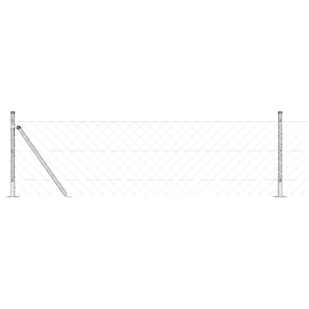 Chain Link Fence with Posts Silver 0.6 x 10 m Steel