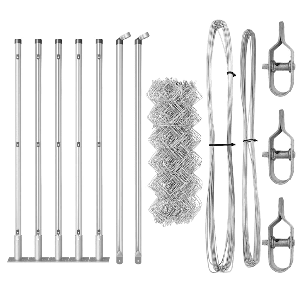 Chain Link Fence with Posts Silver 0.6 x 10 m Steel
