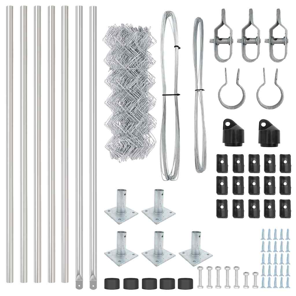 Chain Link Fence with Posts Silver 0.6 x 10 m Steel