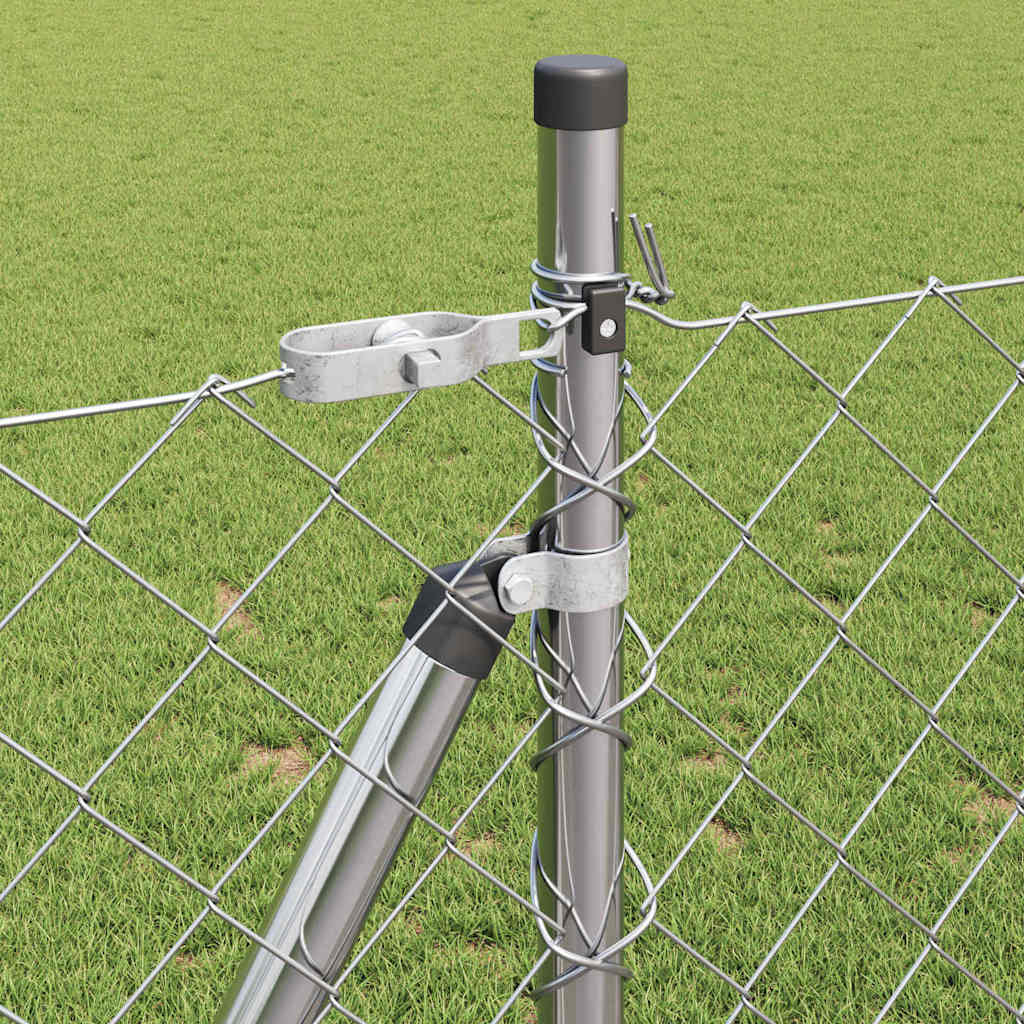 Chain Link Fence with Posts Silver 1 x 10 m Steel