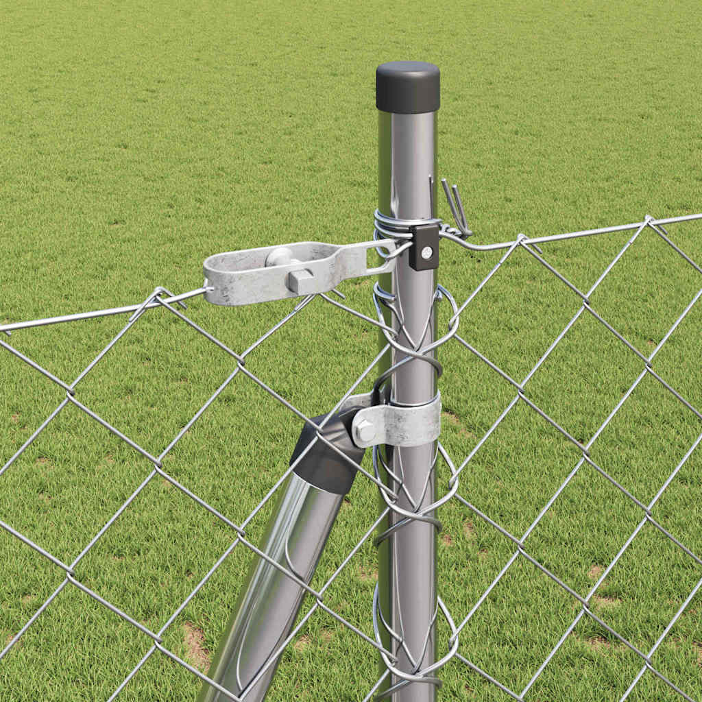 Chain Link Fence with Posts Silver 1.5 x 10 m Steel