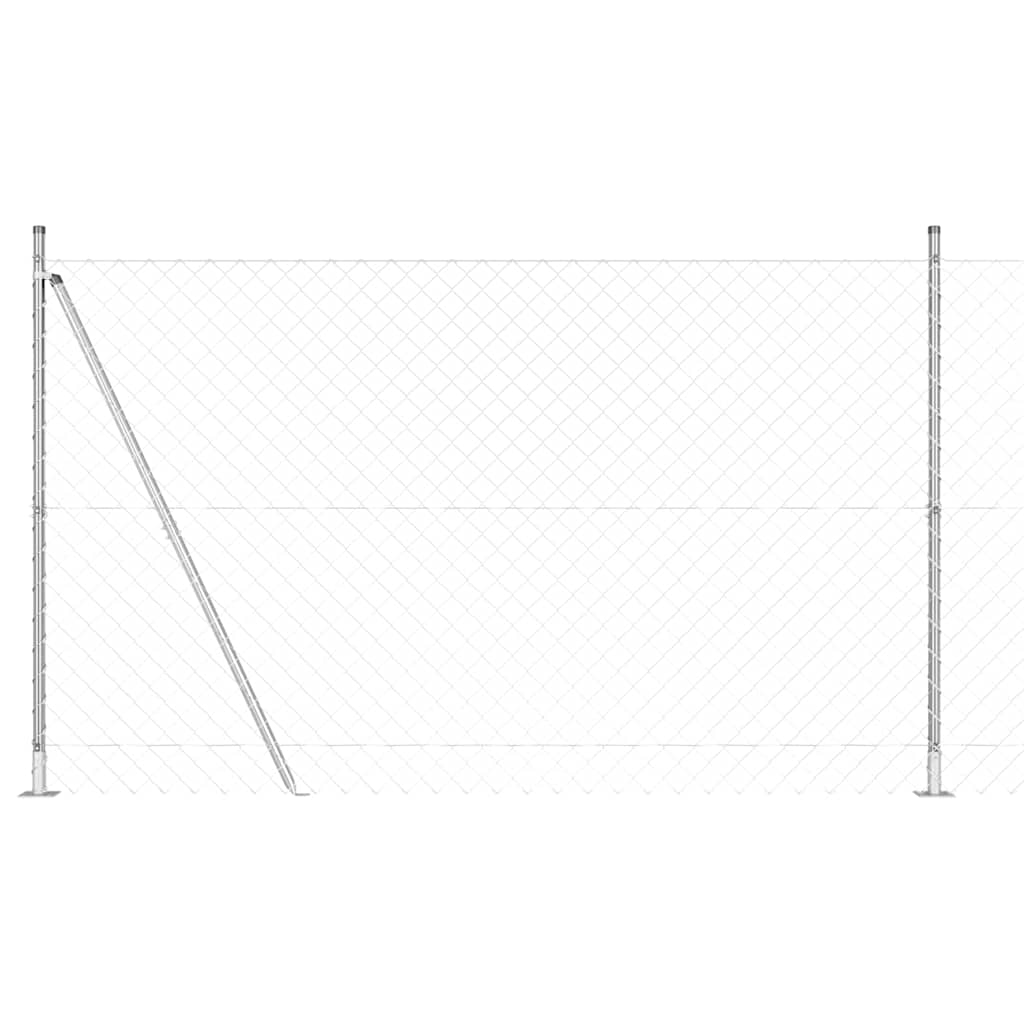 Chain Link Fence with Posts Silver 1.5 x 10 m Steel