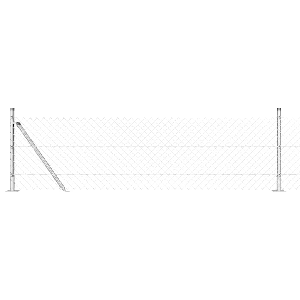 Chain Link Fence with Posts Silver 0.4 x 25 m Steel