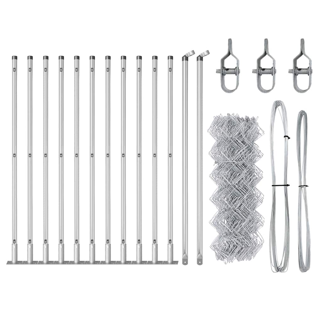 Chain Link Fence with Posts Silver 0.4 x 25 m Steel