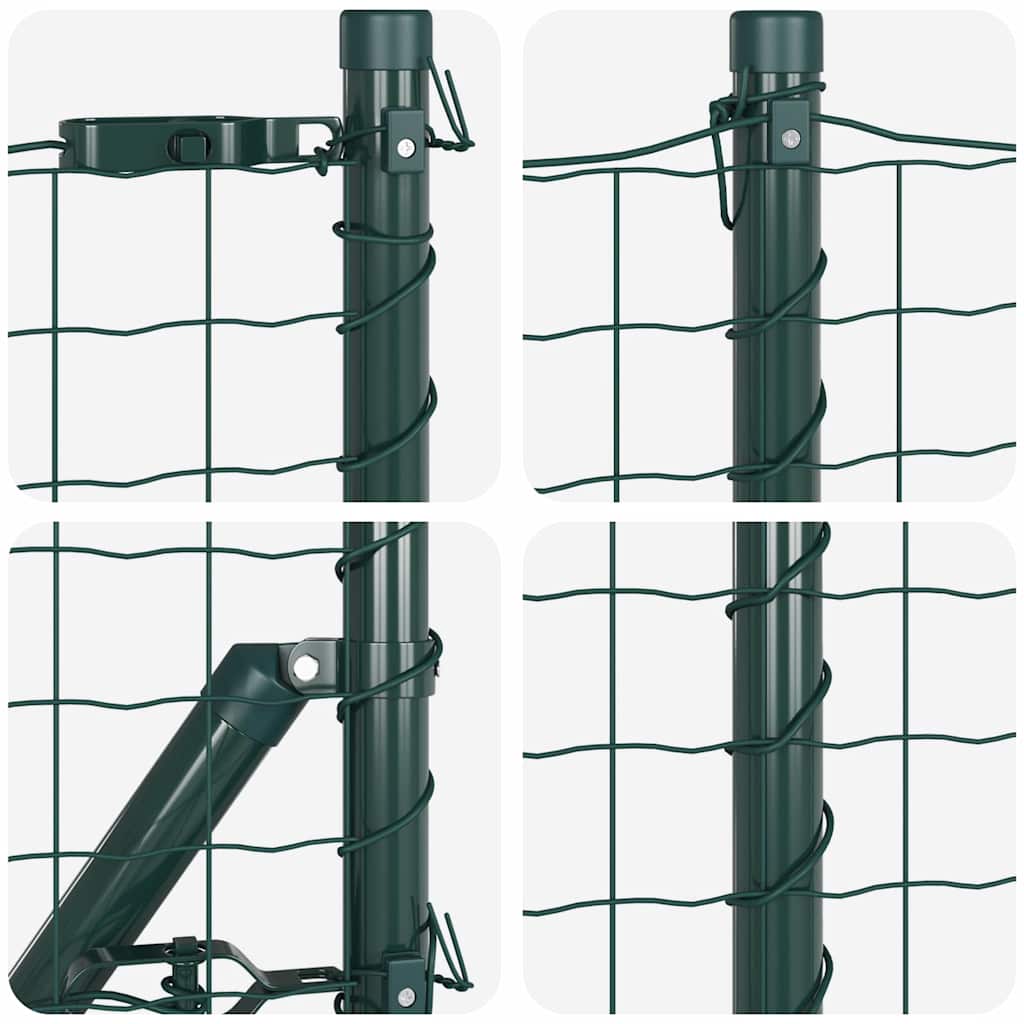 Fence with Posts Green 0.4 x 10 m Steel