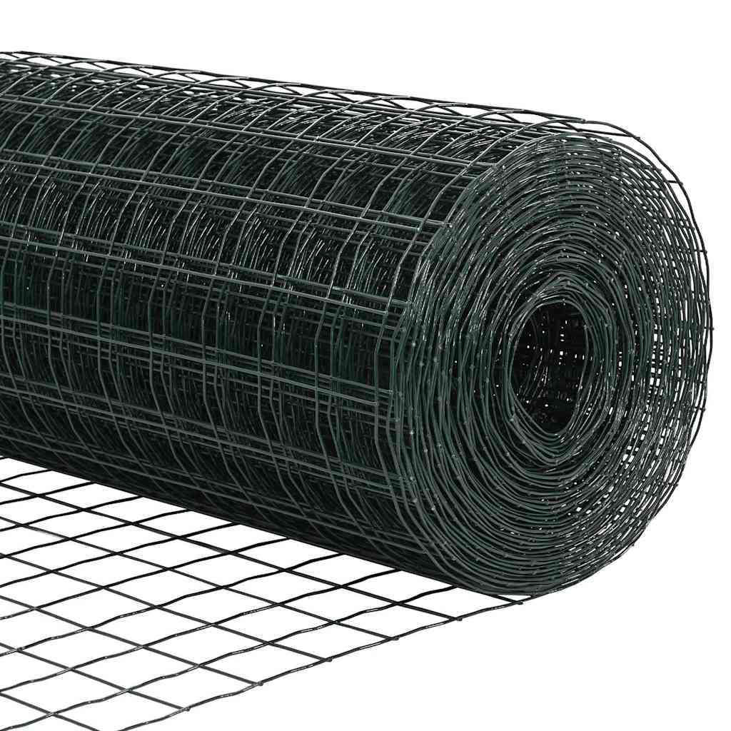 Fence with Posts Green 1 x 10 m Steel